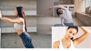 壁腕立てや首の筋肉のストレッチ、スクワットの画像